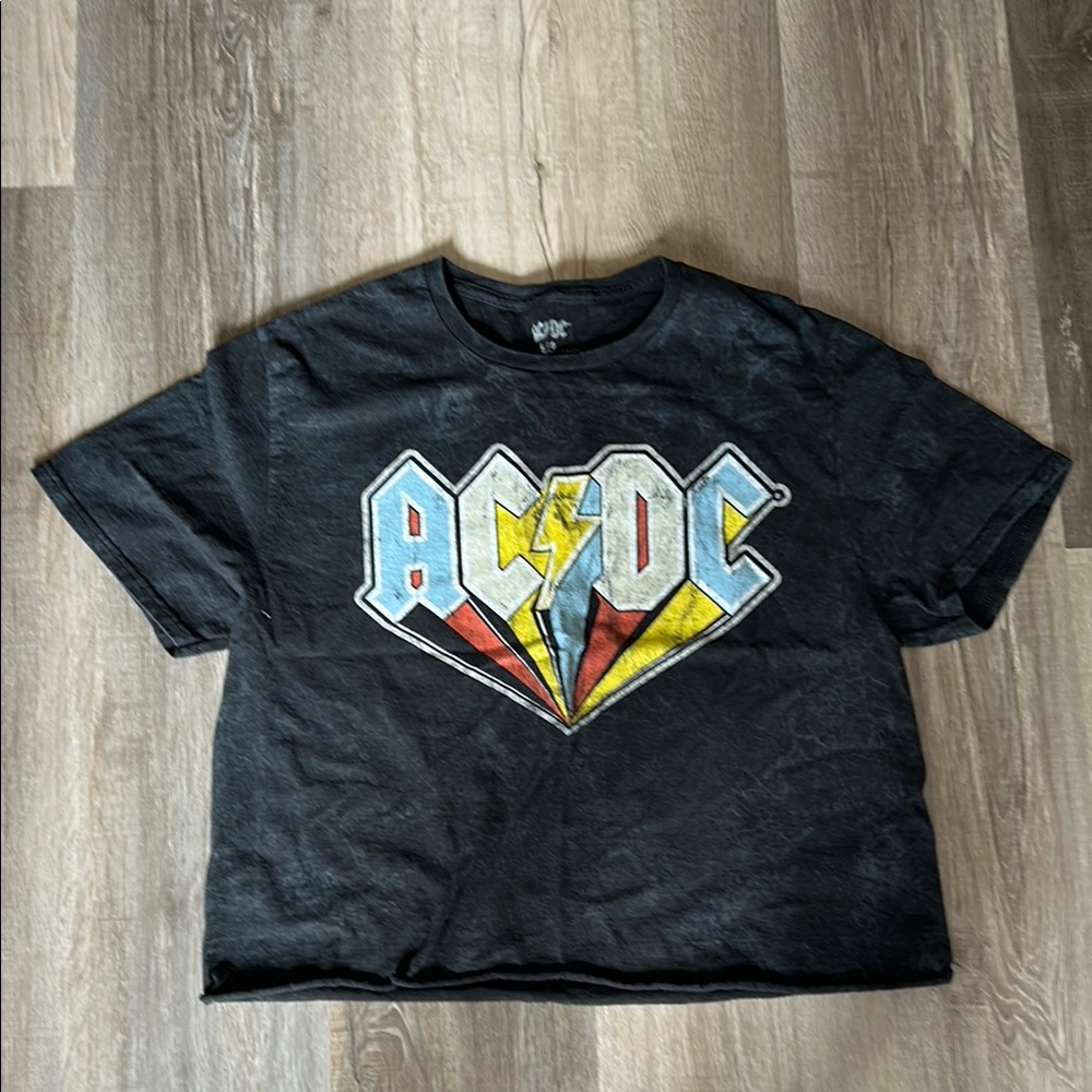 AC/DC Black and Red Crop Top Bold Design